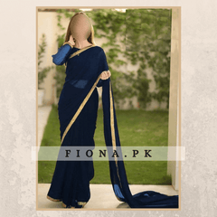 Chiffon Fabric Plain Border Saree