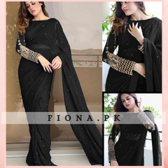 Chiffon Saree - Pearls Touching Work Saree