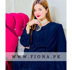 💃 -Organza Self  Embroidered Dress (3-Pcs)